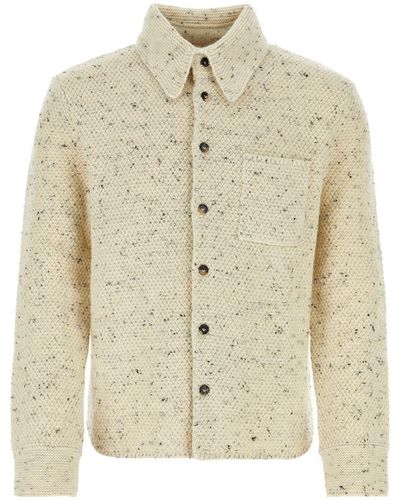 Bottega Veneta Melange Sand Wool Blend Shirt - Natural