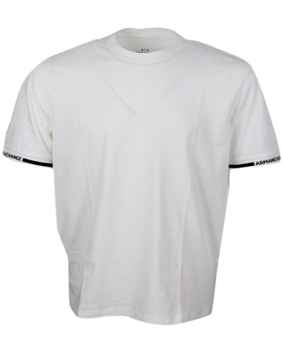 Armani Short-Sleeved Crew-Neck T-Shirt With Logo On The Sleeves - Grey