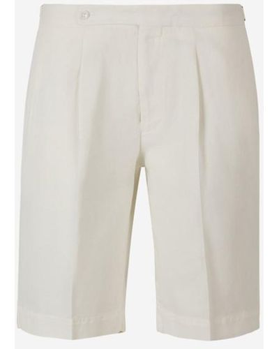 Incotex Cotton And Linen Bermuda Shorts - White