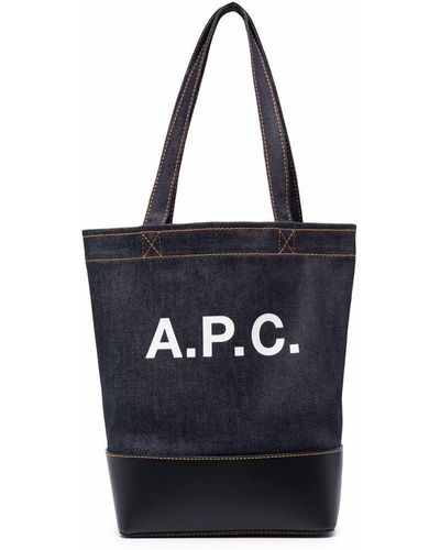 A.P.C. Axelle Logo-print Denim And Leather Tote Bag - Black
