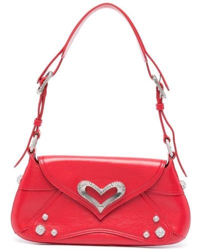 Pinko Classic 520 Naplak Vintage Leather Shoulder Bag - Red