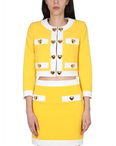 Moschino Heart Buttons Crepe Jacket - Yellow