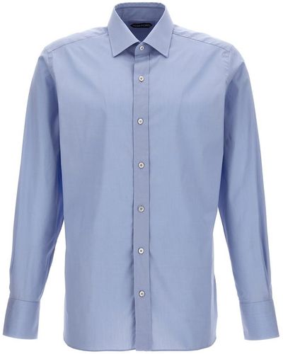 Tom Ford Poplin Cotton Shirt Shirt, Blouse - Blue
