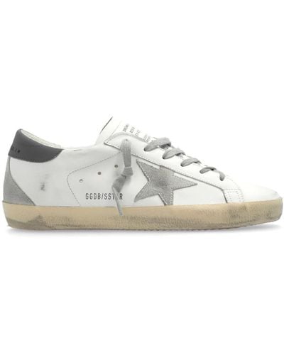 Golden Goose Super Star Leather Upper And Heel Suede Star And Spur Shoes - White