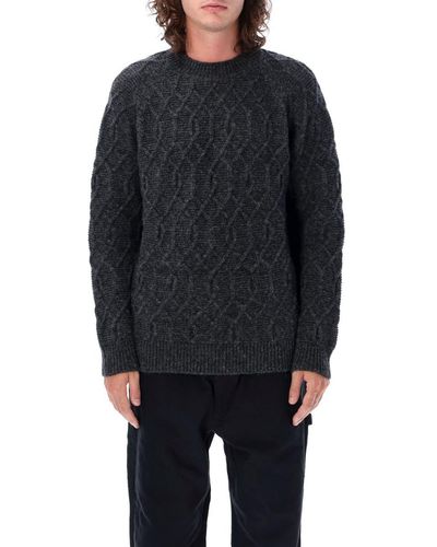 Comme des Garçons Crewneck Wool Cable Jumper - Blue