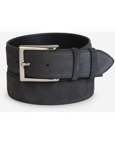 Bontoni Suede Leather Belt - Black