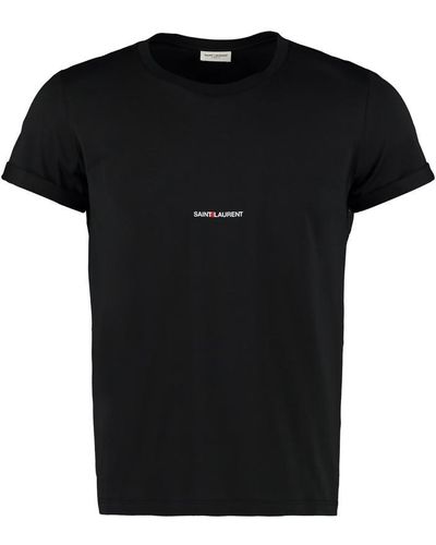 Saint Laurent Cotton T-Shirt With Logo - Black