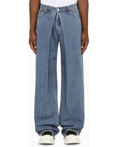 Mens Pleated Jeans