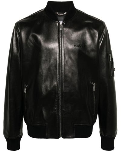 Versace Bomber Jacket With Logo - Black