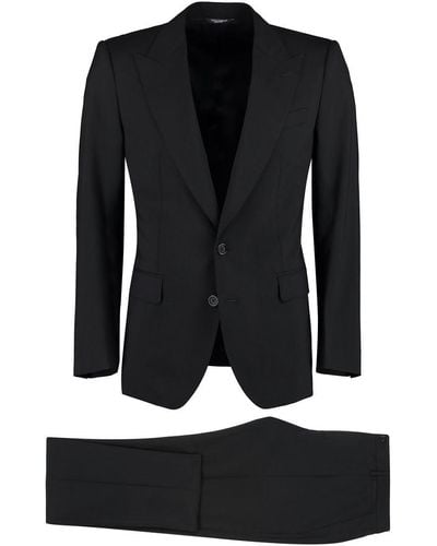 Dolce & Gabbana Three-piece Sicily Suit In Stretch Pinstripe Wool - Black