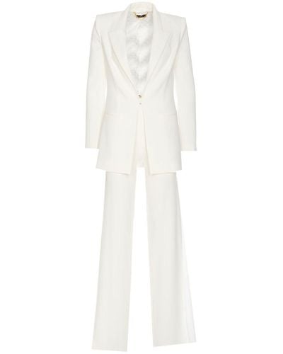 Elisabetta Franchi Crepe Jacket And Pants Suit - White