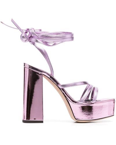 Giuseppe Zanotti Metallic Leather Heel Sandals - Pink