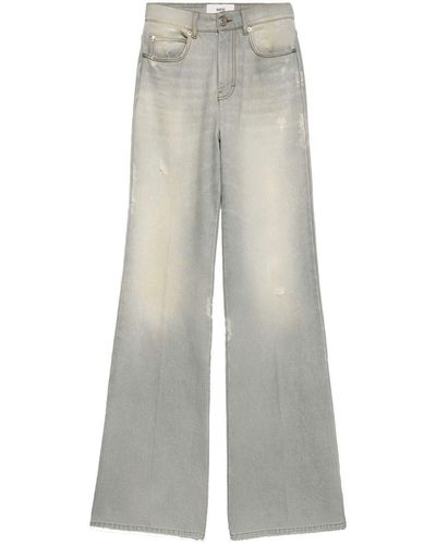 Ami Paris Wide-leg Organic-cotton Jeans - Grey
