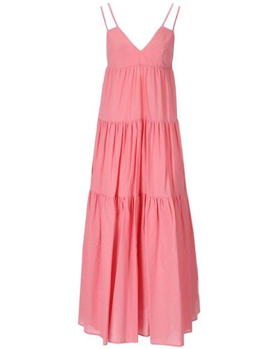 WEILI ZHENG Pink Long Linen Dress