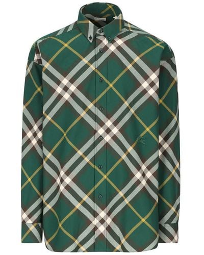 Burberry Checked Buttoned Shirt - Green
