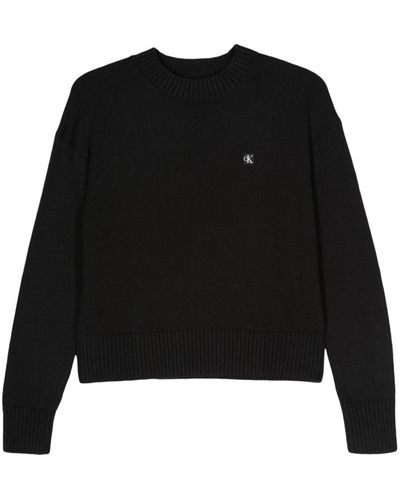 Calvin Klein Logo-appliqué Cotton Sweater - Black