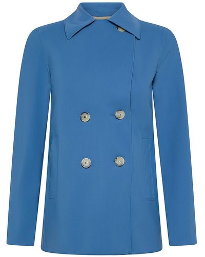 Harris Wharf London Short Double-Breasted Coat With Pockets - Blue