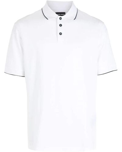 Giorgio Armani Contrasting-trim Cotton Polo Shirt - White