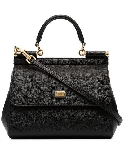 Dolce & Gabbana Sicily Small Leather Top Handle Bag - Black