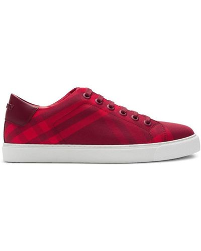 Burberry Albridge Check Low-top Sneakers - Red