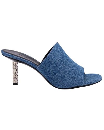 Givenchy Rounded Toe Leather Sandals - Blue