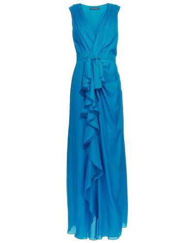 Alberta Ferretti Long Ruffles Dress Dresses - Blue