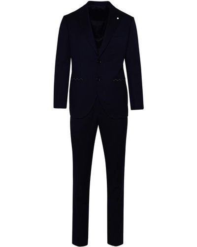 Luigi Bianchi Manthau Suit In Blue Wool