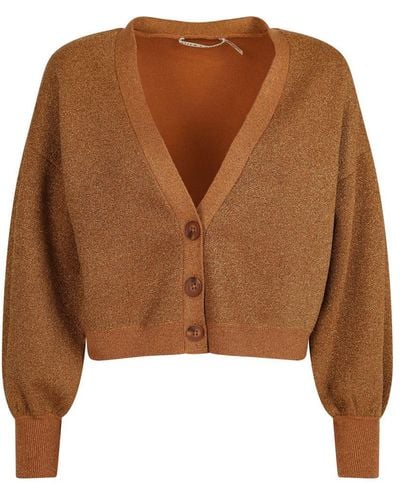 Alice + Olivia Cropped Length Cardigan - Brown