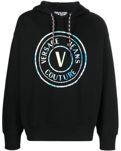 Versace Logo Print Hoodie - Black