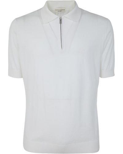 FILIPPO DE LAURENTIIS Short Sleeve Zipper Polo Clothing - White