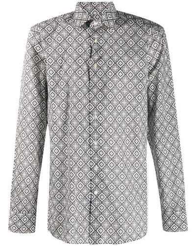 Etro Button Down Shirt With Geometric Pattern - Gray