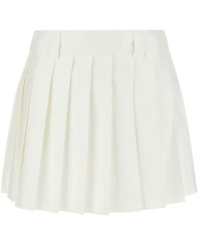 Miu Miu Pleated A-line Mini Skirt - White