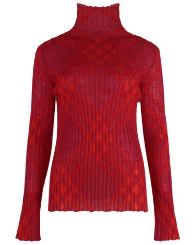 Burberry Mohair Blend Pullover - Red