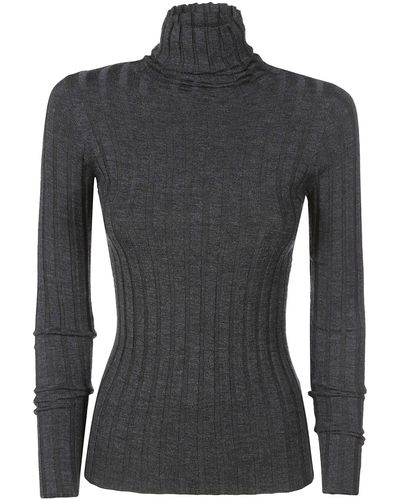 Aspesi Ribbed Roll-neck Knit Sweater - Gray