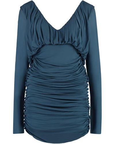 Saint Laurent Draped Dress - Blue