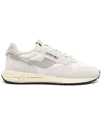 Autry Reelwind Low Trainers In White Nylon And Suede
