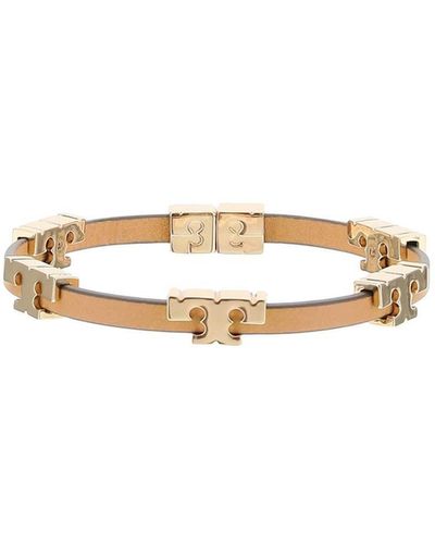 Tory Burch T Leather Bracelet - Natural