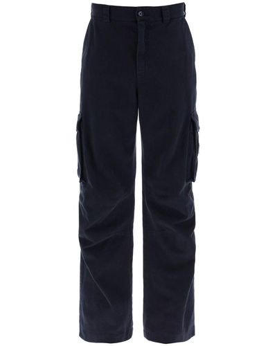 Dolce & Gabbana Cargo Pants With Logo Plaque - Blue
