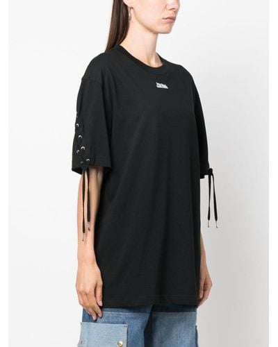 Jean Paul Gaultier Logo Oversized Organic Cotton T-shirt - Black