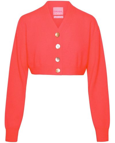 Crush Coral Cashmere Cardigan - Red