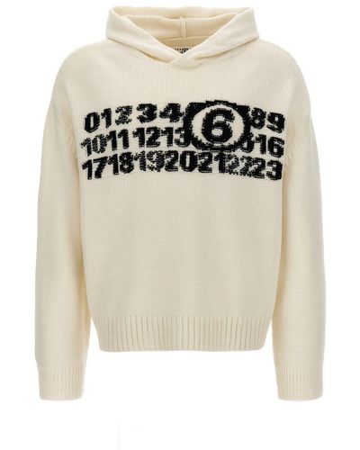 MM6 by Maison Martin Margiela Numeric Signature Sweater, Cardigans - Natural