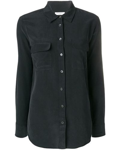 Equipment Signature Slim-fit Silk Shirt - Black