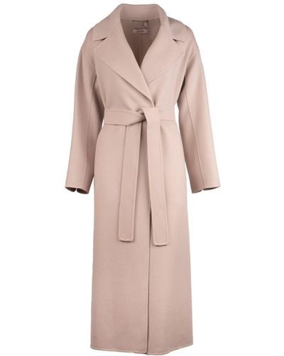 Max Mara Long Coat In Virgin Wool - Pink