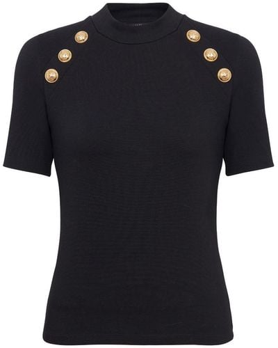 Balmain Button-detail T-shirt - Black