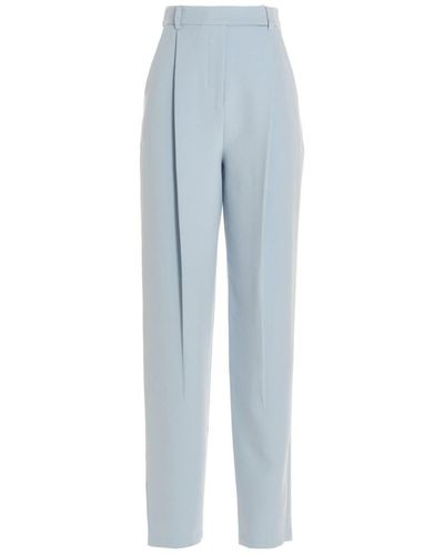 Self-Portrait Trousers With Front Pleats - Blue