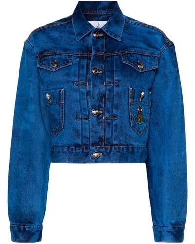 Vivienne Westwood Cropped Denim Jacket - Blue