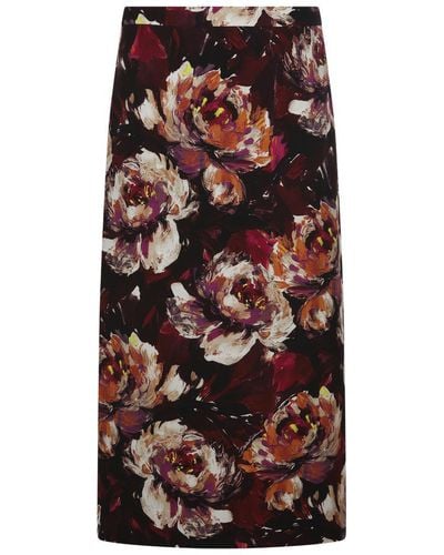 Dolce & Gabbana Multicolor Viscose Blend Skirt - Brown