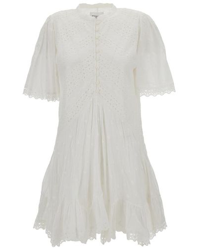 Isabel Marant Slayae Broderie Anglaise Mini Dress - White