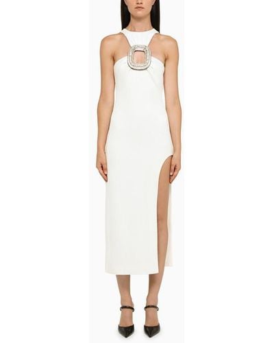 David Koma White Asymmetrical Midi Dress