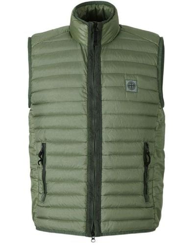 Stone Island Logo Quilted Vest - Green